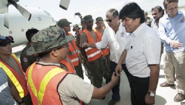 Rafael Correa and Evo Morales are in Ecuador touring affected areas by the 7.8 magnitude earthquake.