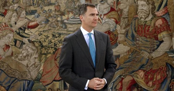 Spain's King Felipe during the third round of talks with political parties at Zarzuela Palace in Madrid, Spain, April 25, 2016.