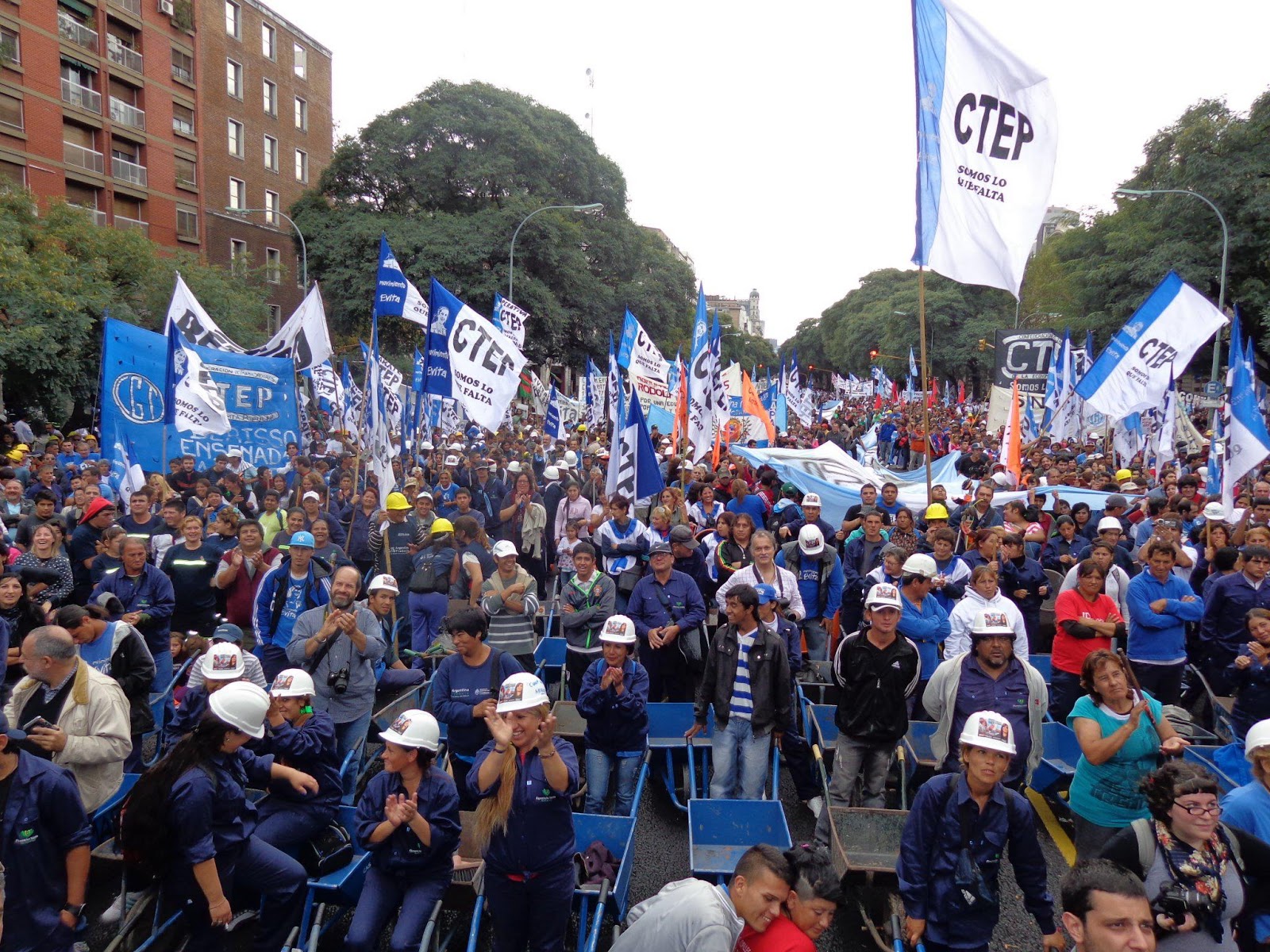 CTEP activists protest President Mauricio Macri's policy of austerity and mass layoffs.
