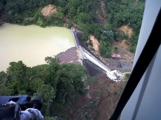Aerial view of Saint Lucia's John Compton Dam.