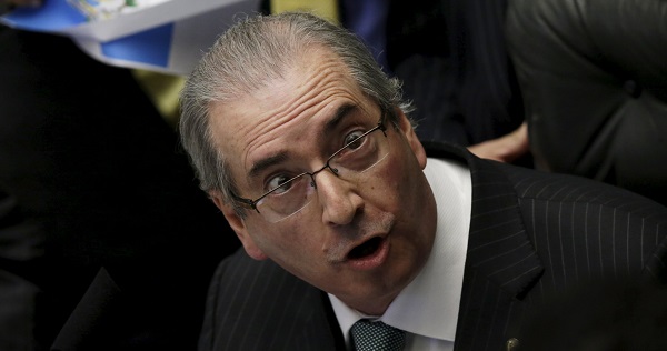 Brazilian politician Eduardo Cunha reacts during a session to review the request for President Dilma Rousseff's impeachment in Brasilia April 17, 2016.