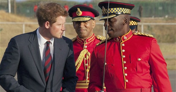 Prince Harry meets soldiers in Jamaica during his last foreign visit.