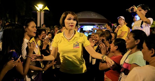Geraldine Roman, a transgender congressional candidate, is greeted by her supporters in Bataan province, north of Manila in the Philippines May 6, 2016.