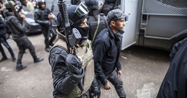Egyptian anti-terror police in the Helwan district south of Cairo.