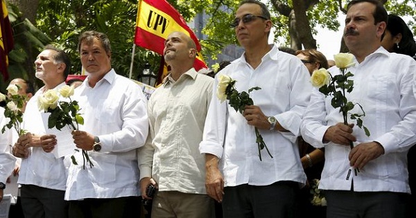 The Cuban Five, from left to right: Rene Gonzalez, Ramon Labanino, Gerardo Hernandez, Antonio Guerrero and Fernando Gonzalez.