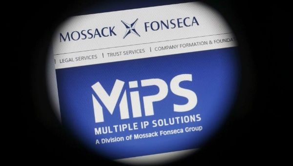 The website of the Mossack Fonseca law firm is pictured through a large format lens in Bad Honnef, Germany