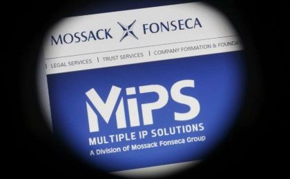The website of the Mossack Fonseca law firm is pictured through a large format lens in Bad Honnef, Germany