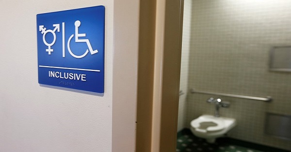 A gender-neutral bathroom is seen at the University of California, Irvine in Irvine, California September 30, 2014.