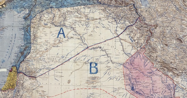 Sykes - Picot line Britain and France drew to create Syria and Iraq.