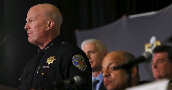 San Francisco Police Chief Greg Suhr speaks during a media briefing on security arrangements for Super Bowl 50 in San Francisco, California.