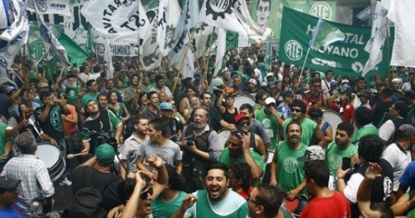 Argentine workers during April's general strike