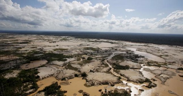 An area deforested by illegal gold mining in the southern Amazon region of Madre de Dios, July 14, 2015.