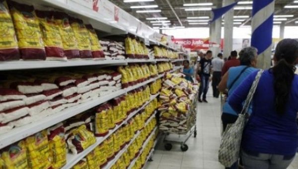The Venezuelan Central Bank says hoarding of basic goods like food is part of an 