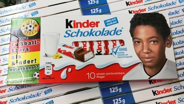 The image of German soccer player Jerome Boateng is printed on a Ferrero chocolate bar box in Berlin, Germany.