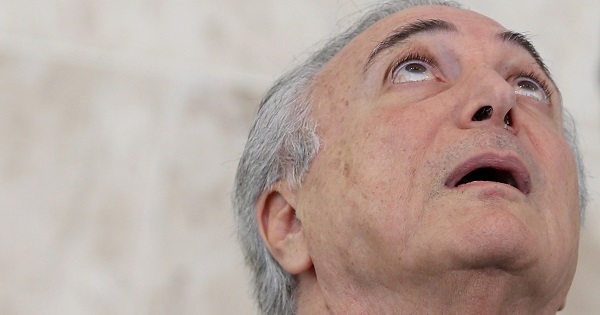 Michel Temer, head of the coup government in Brazil, ttends a ceremony at Planalto Palace in Brasilia, Brazil, May 25, 2016.