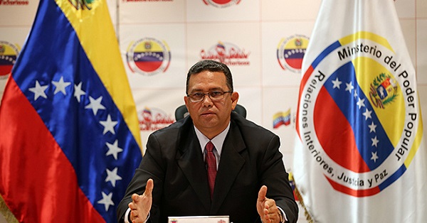 Venezuelan Interior Minister Gustavo Gonzalez Lopez, who appears in this file photo, indicated the killing of Felix Velasquez was disguised as an attempted robbery.