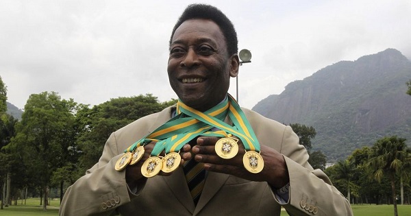 Pele, sporting his six domestic Brazilian championship medals, is selling everything including his World Cup medals.