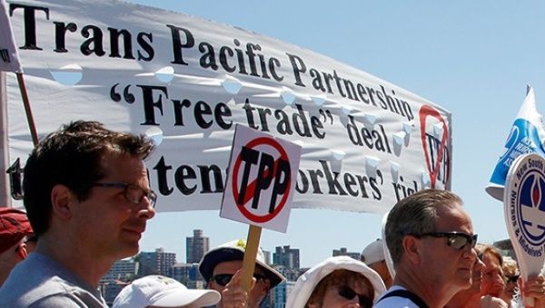 Anti-TPP Protesters in New South Wales, Australia