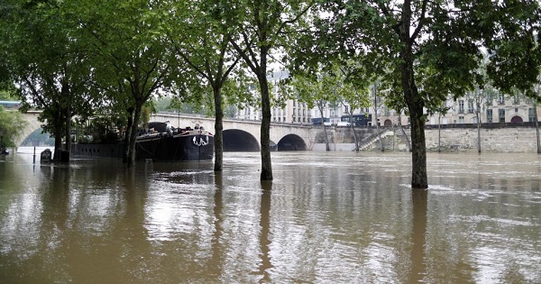 General view of the flooded river-side of the River Seine in Paris