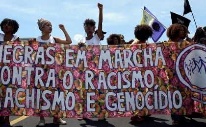Brazilian women march against racism, gender violence, and 'genocide' in Brasilia, Nov. 19, 2015.