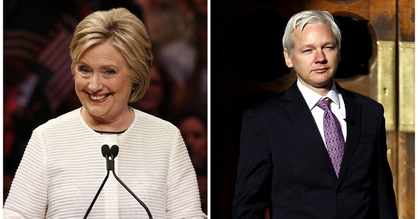 Presumptive Democratic presidential nominee Hillary Clinton and WikiLeaks founder Julian Assange
