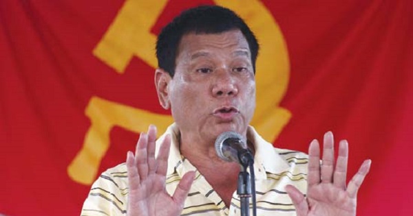 Philippines President-elect Rodrigo R. Duterte speaks after the April 25 release of five policemen held by the communist New People’s Army.