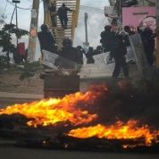 Burning tires and barricades in Oaxaca during clashes between police and striking teachers, June 20, 2016.
