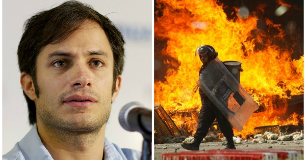 Mexican actor Gael Garcia Bernal has condemned brutality by the Mexican police in Oaxaca.