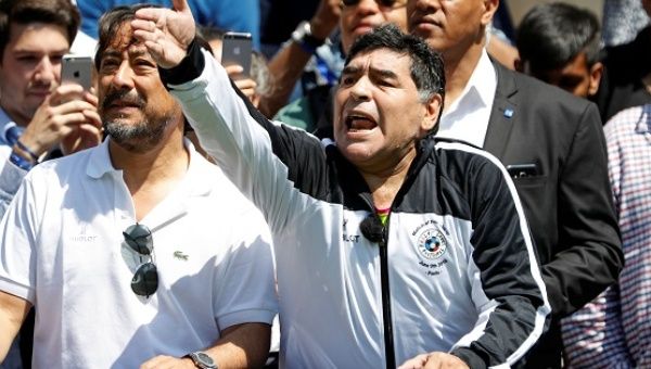 Maradona reacts on the eve of the opening of the Euro 2016 in Paris, June 9, 2016. 