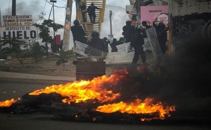 Barricades during teacher's protests in Oaxaca, Mexico, June 19, 2016.