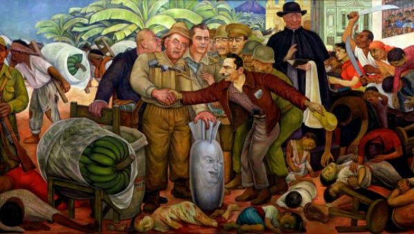 Mexican painter Diego Rivera’s mural “Glorious Victory” indicts the 1954 U.S. coup in Guatemala.
