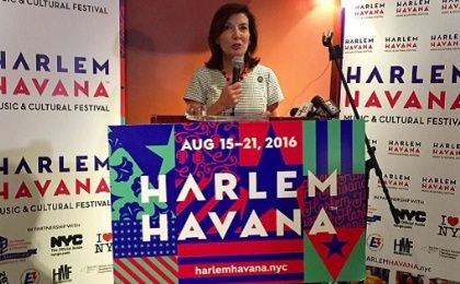 Kathy Hochul, lieutenant governor of New York State, announcing the Harlem/Havana Music & Cultural Festival in NYC.