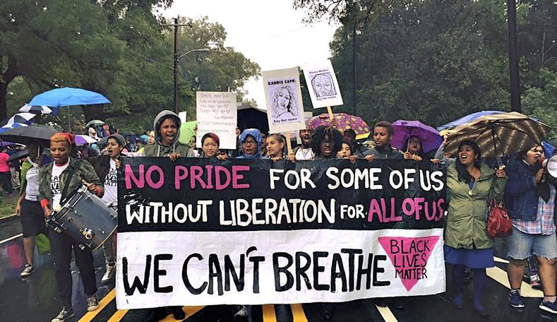 Black Lives Matter contingent of queer and trans* people of color disrupt the 2015 North Carolina Pride parade