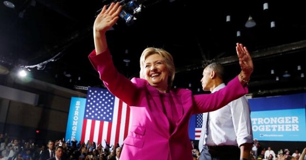 Democratic U.S. presidential candidate Hillary Clinton acknowledges supporters during a campaign rally in Charlotte, North Carolina, U.S., July 5, 2016.