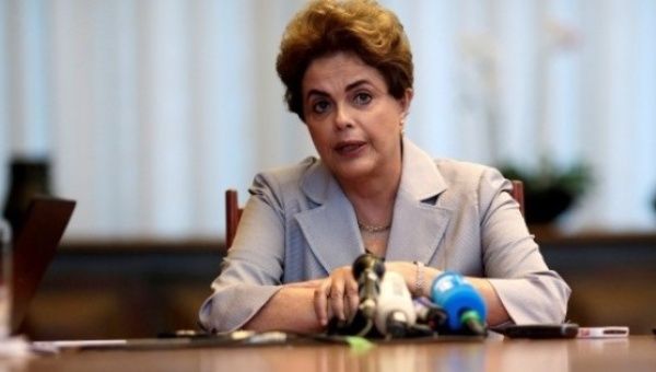 Suspended Brazilian President Dilma Rousseff attends a news conference with foreign media in Brasilia, June 14, 2016. 