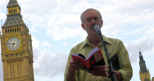 jeremy Corbyn speaks at an anti-war rally in 2014.