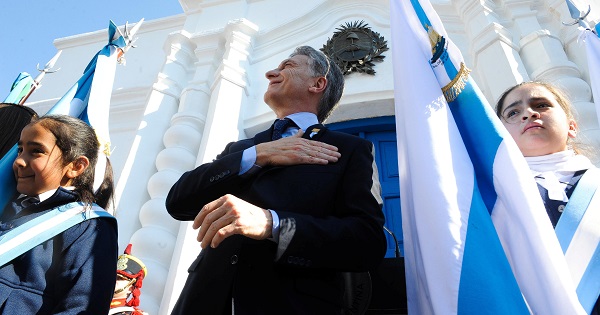 Argentina's President Mauricio Macri gestures during celebrations of Argentina's bicentennial anniversary in Tucuman, Argentina, July 9, 2016.