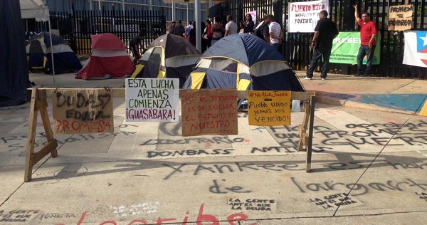 The encampment has been growing since it set up the occupation at the Federal Tribunal on June 29, 2016, San Juan, Puerto Rico.