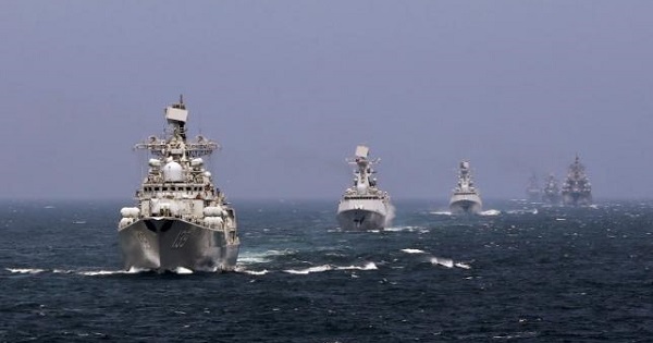 Chinese and Russian naval vessels participate in the Joint Sea 2014 naval drill outside Shanghai, May 24, 2014.
