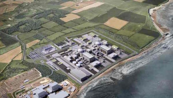 An image released by EDF of the proposed nuclear reactors at Hinkley Point C. Photograph