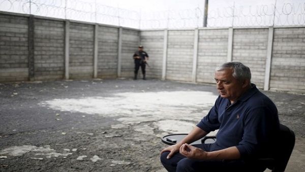 Guatemala's former President Otto Perez at the Matamoros Army Base where he is being held awaiting trial, in Guatemala City, in this October 24, 2015.