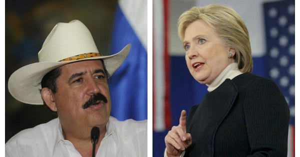 Former Honduran President Manuel Zelaya and former Secretary of State Hillary Clinton