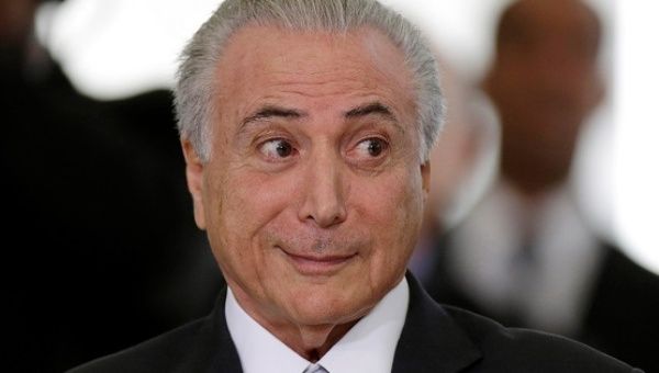 Brazil's interim President at the Planalto Palace in Brasilia