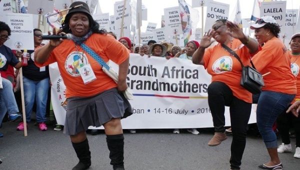 Grandmothers take to the streets in South Africa, to demand more support for orphans of the Aids epidemic ahead of the 2016 International Aids Conference.
