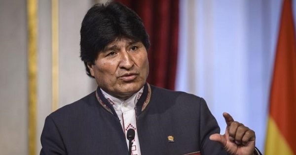 President Morales during a press conference in La Paz