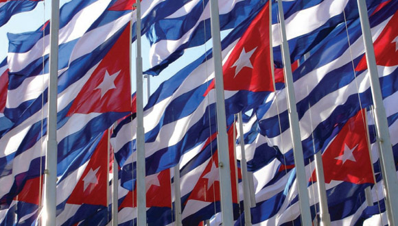 Cuban flags on display.