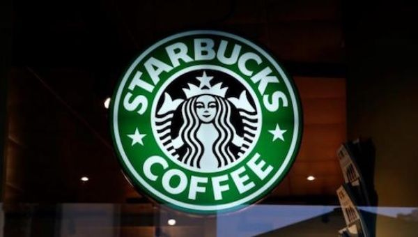 A Starbucks Coffee sign is pictured in Geneva, Switzerland, March 11, 2016.