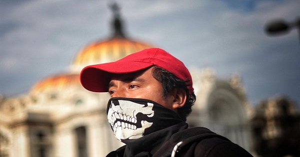Member of the CNTE, a dissident faction of the national teachers union, protesting in Mexico City.