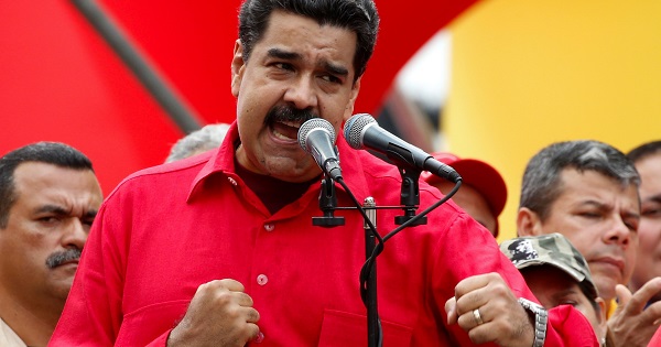 Venezuela's President Nicolas Maduro gestures during a rally in Caracas