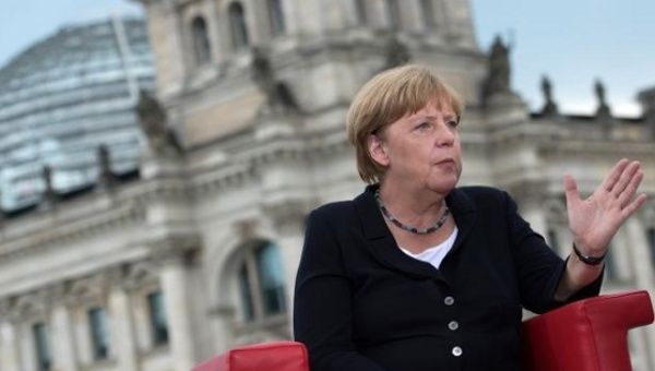 German Chancellor Angela Merkel talks during ARD summer-interview infront of the Reichstag in Berlin, Germany August 28, 2016.